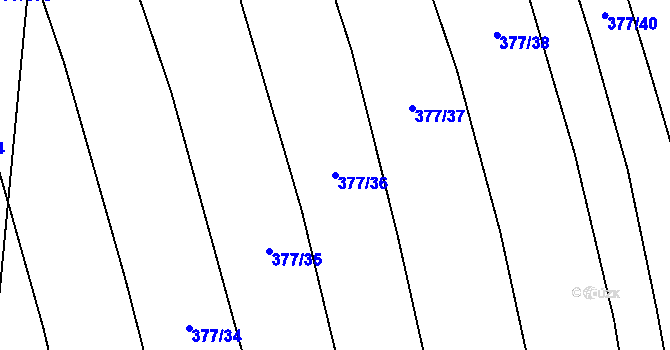 Parcela st. 377/36 v KÚ Hřivčice, Katastrální mapa