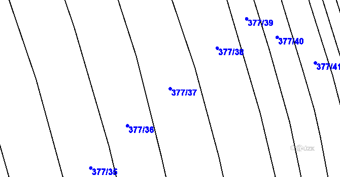 Parcela st. 377/37 v KÚ Hřivčice, Katastrální mapa
