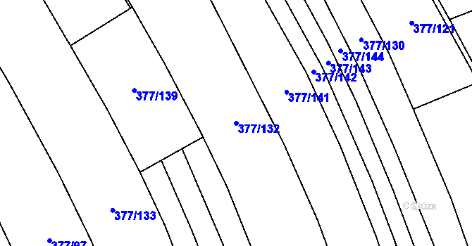Parcela st. 377/132 v KÚ Hřivčice, Katastrální mapa