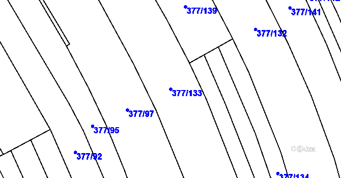 Parcela st. 377/133 v KÚ Hřivčice, Katastrální mapa