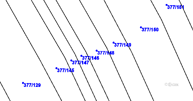 Parcela st. 377/148 v KÚ Hřivčice, Katastrální mapa