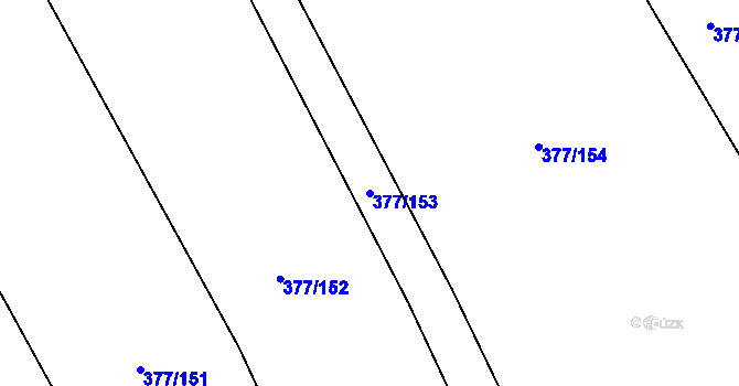 Parcela st. 377/153 v KÚ Hřivčice, Katastrální mapa