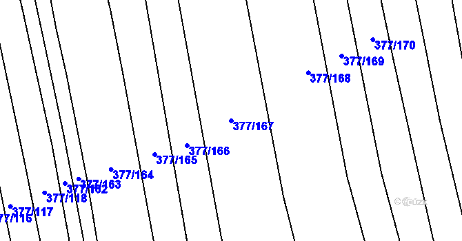 Parcela st. 377/167 v KÚ Hřivčice, Katastrální mapa