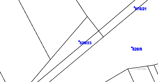 Parcela st. 529/23 v KÚ Hřivčice, Katastrální mapa