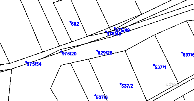 Parcela st. 529/26 v KÚ Hřivčice, Katastrální mapa