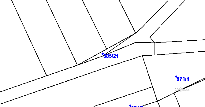 Parcela st. 585/21 v KÚ Hřivčice, Katastrální mapa