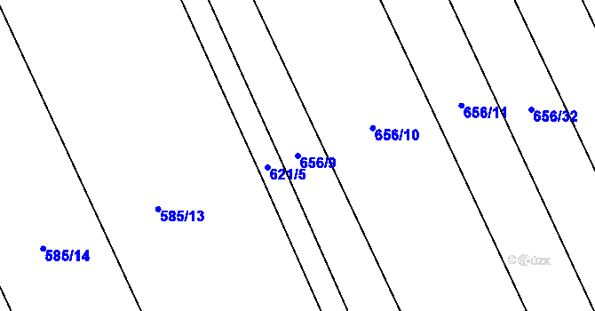 Parcela st. 656/9 v KÚ Hřivčice, Katastrální mapa