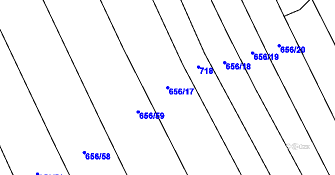 Parcela st. 656/17 v KÚ Hřivčice, Katastrální mapa