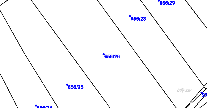 Parcela st. 656/26 v KÚ Hřivčice, Katastrální mapa