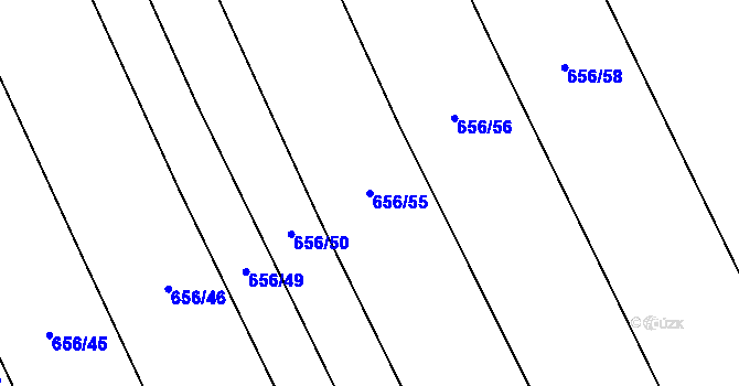 Parcela st. 656/55 v KÚ Hřivčice, Katastrální mapa