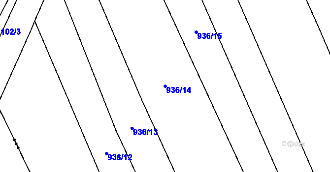 Parcela st. 936/14 v KÚ Hřivčice, Katastrální mapa