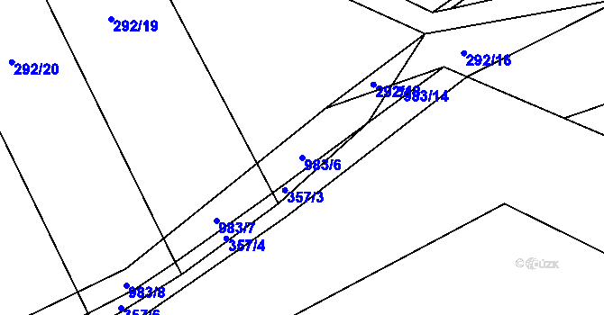 Parcela st. 983/6 v KÚ Hřivčice, Katastrální mapa