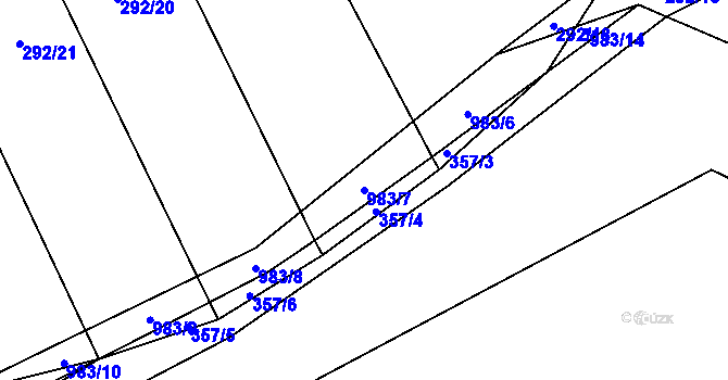 Parcela st. 983/7 v KÚ Hřivčice, Katastrální mapa