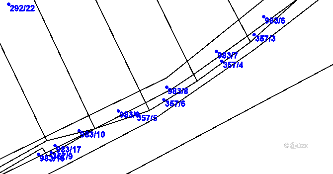 Parcela st. 983/8 v KÚ Hřivčice, Katastrální mapa