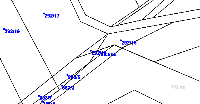 Parcela st. 983/14 v KÚ Hřivčice, Katastrální mapa