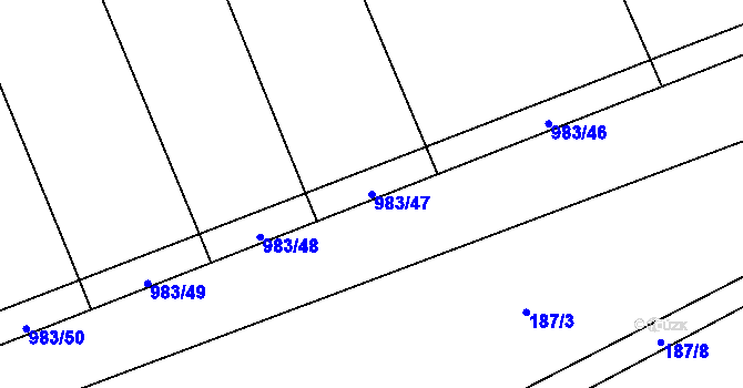 Parcela st. 983/47 v KÚ Hřivčice, Katastrální mapa