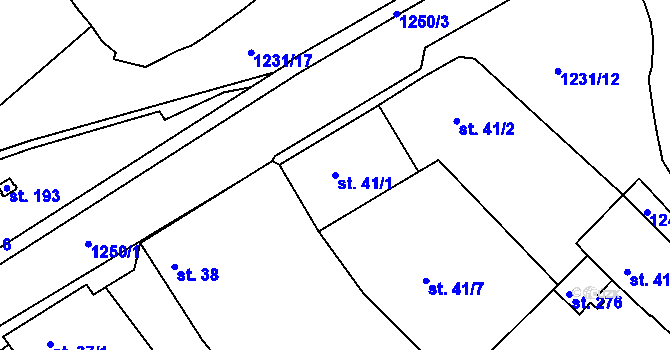 Parcela st. 41/1 v KÚ Hřivice, Katastrální mapa