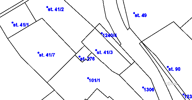 Parcela st. 41/3 v KÚ Hřivice, Katastrální mapa