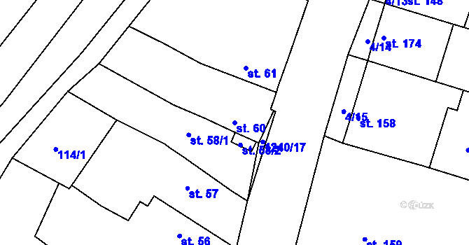 Parcela st. 60 v KÚ Hřivice, Katastrální mapa