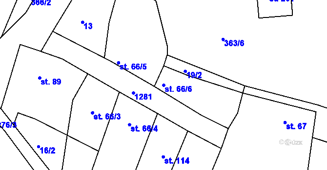 Parcela st. 66/6 v KÚ Hřivice, Katastrální mapa