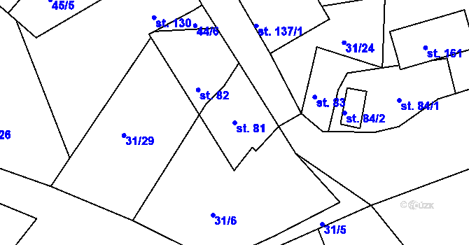 Parcela st. 81 v KÚ Hřivice, Katastrální mapa