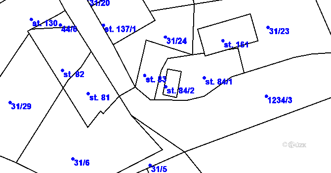 Parcela st. 84/2 v KÚ Hřivice, Katastrální mapa