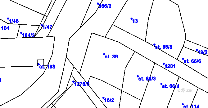 Parcela st. 89 v KÚ Hřivice, Katastrální mapa