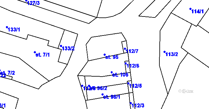 Parcela st. 95 v KÚ Hřivice, Katastrální mapa