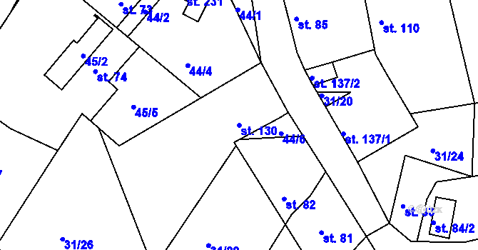 Parcela st. 130 v KÚ Hřivice, Katastrální mapa