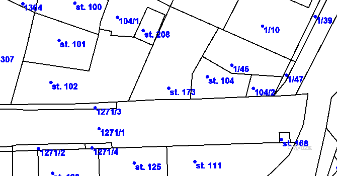 Parcela st. 173 v KÚ Hřivice, Katastrální mapa