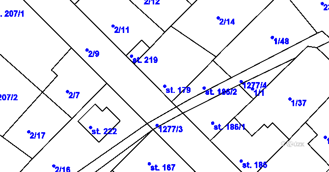Parcela st. 179 v KÚ Hřivice, Katastrální mapa