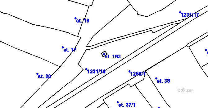 Parcela st. 193 v KÚ Hřivice, Katastrální mapa