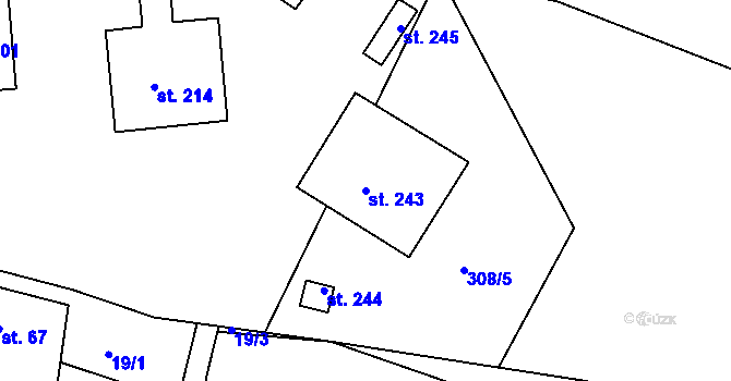 Parcela st. 243 v KÚ Hřivice, Katastrální mapa