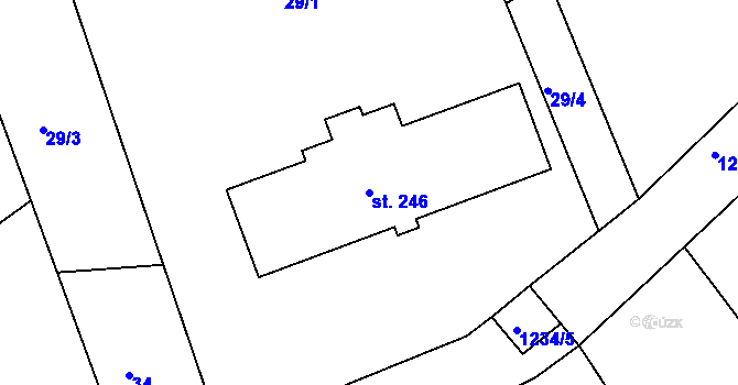 Parcela st. 246 v KÚ Hřivice, Katastrální mapa