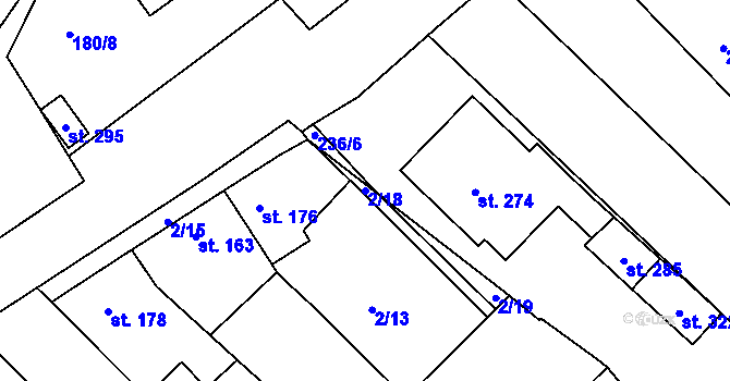 Parcela st. 2/18 v KÚ Hřivice, Katastrální mapa