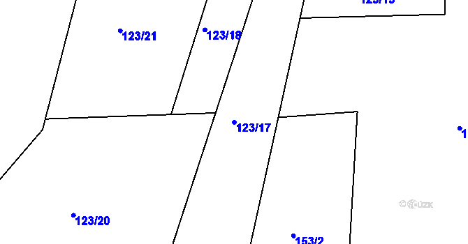 Parcela st. 123/17 v KÚ Hřivice, Katastrální mapa