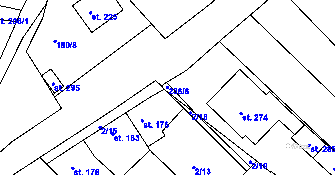 Parcela st. 236/6 v KÚ Hřivice, Katastrální mapa