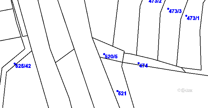 Parcela st. 520/5 v KÚ Hřivice, Katastrální mapa
