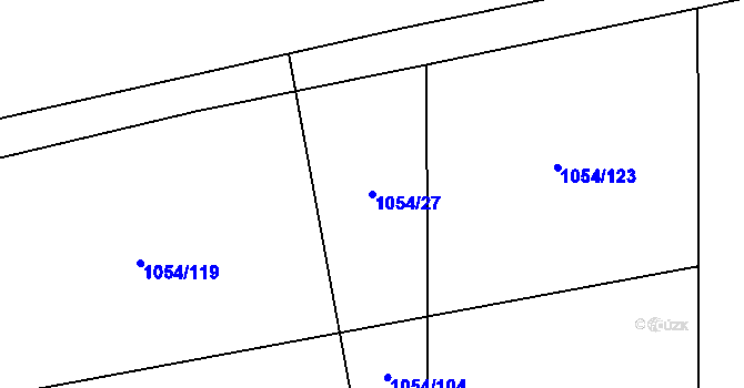 Parcela st. 1054/27 v KÚ Hřivice, Katastrální mapa