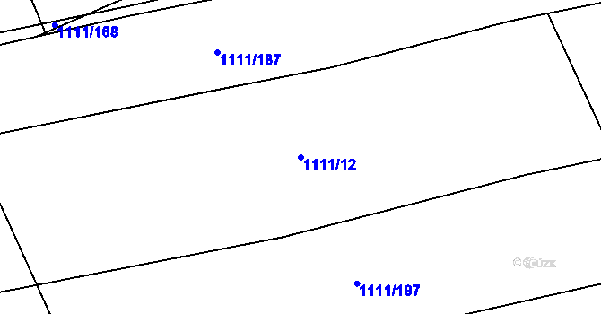 Parcela st. 1111/12 v KÚ Hřivice, Katastrální mapa