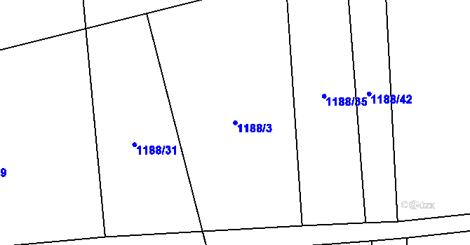 Parcela st. 1188/3 v KÚ Hřivice, Katastrální mapa