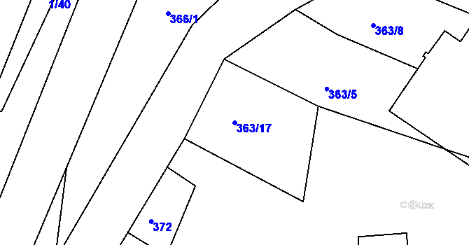 Parcela st. 363/17 v KÚ Hřivice, Katastrální mapa