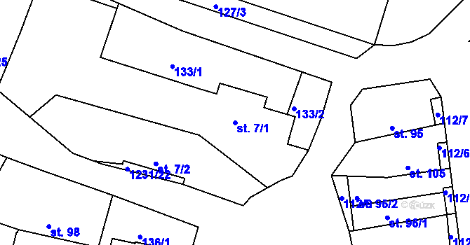 Parcela st. 7/1 v KÚ Hřivice, Katastrální mapa