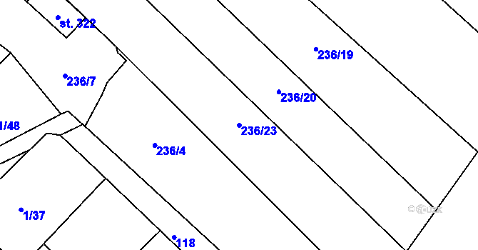 Parcela st. 236/23 v KÚ Hřivice, Katastrální mapa