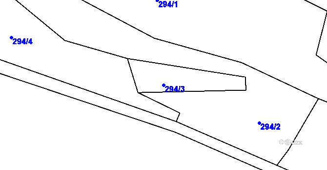 Parcela st. 294/3 v KÚ Hřivice, Katastrální mapa
