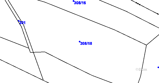 Parcela st. 308/18 v KÚ Hřivice, Katastrální mapa