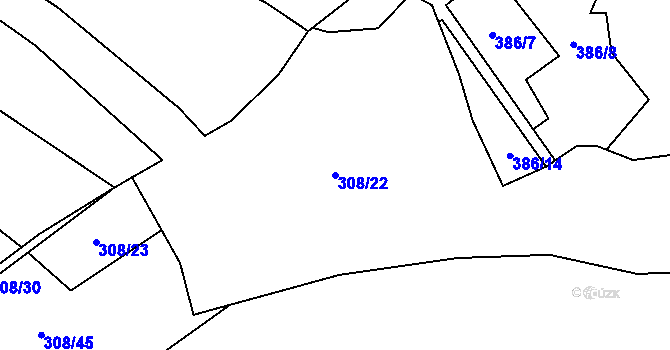 Parcela st. 308/22 v KÚ Hřivice, Katastrální mapa