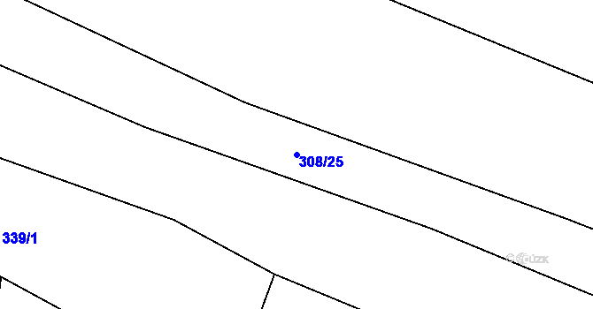 Parcela st. 308/25 v KÚ Hřivice, Katastrální mapa