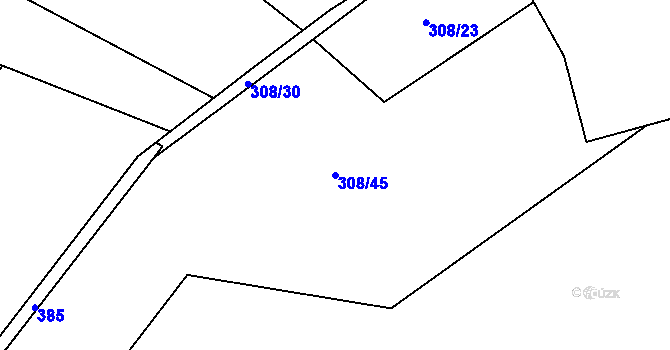 Parcela st. 308/45 v KÚ Hřivice, Katastrální mapa