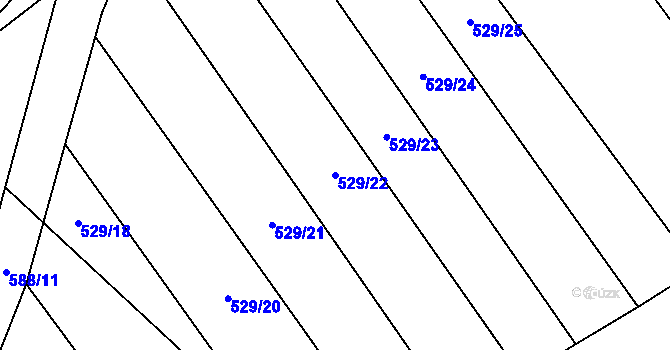 Parcela st. 529/22 v KÚ Hřivice, Katastrální mapa